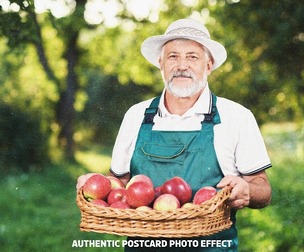 Authentic Postcard Photo Effect, PSD Template