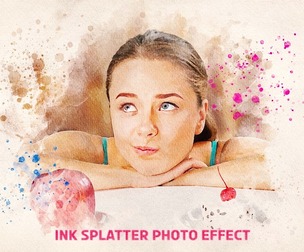 Ink Splatter Photo Effect, PSD Template