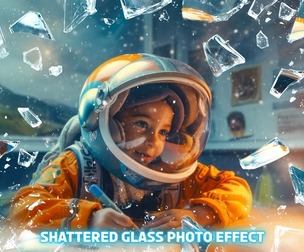Shattered Glass Photo Effect Template, PSD Template