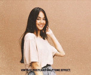 Vintage Postcard Halftone Effect, PSD Template
