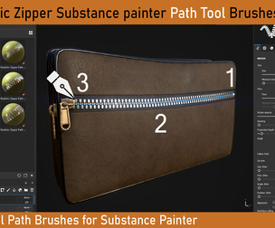10 Realistic Zipper Substance Painter Path Tool Brushes