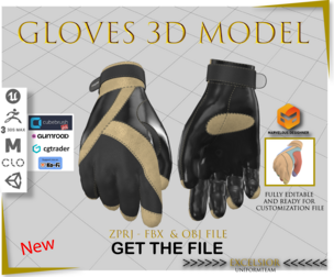 Gloves 3D Model (ZPRJ + FBX + OBJ)