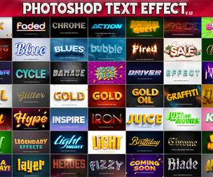 100 Photoshop Text Effects, 3D Fully Editable PSD Templates, Cinematic Styles, Gold, Silver, Stone