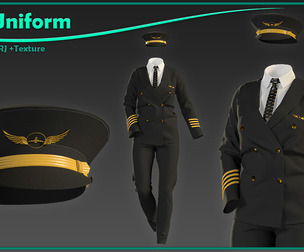 female pilot uniform with texture