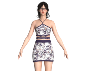 Girls Crop Top With Skirt V3 | Marvelous / Clo3d / obj / fbx