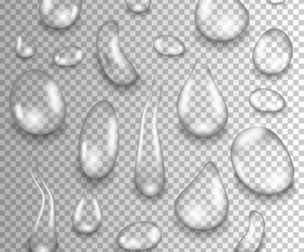 Realistic Water Drops, Glossy Water Droplets, EPS File