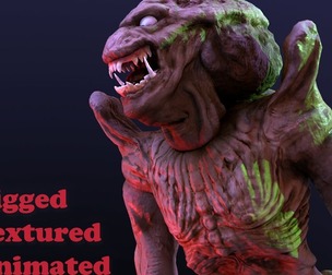 Pumpkinhead Renderable textured animated Unity game ready