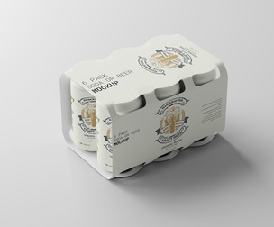 Soda or Beer Can Six-Pack Mockup PSD Template - Beverage Packaging