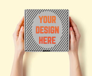 Woman's Hand Holding Square Box Mockup - Branding & Shipping