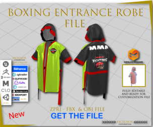 MMA Boxing Entrance Robe 3D Model (ZPRJ + FBX + OBJ)