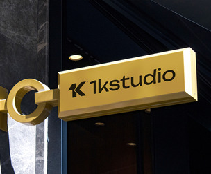 Golden 3D Signboard Mockup PSD Template - Exterior Branding
