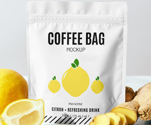 Stand-Up Pouch Mockup PSD Template - Coffee, Tea & Snacks