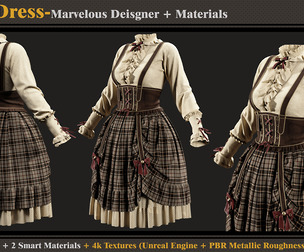 Lolita Dress -MD-Clo3d-Smart Material- Textures-OBJ-FBX