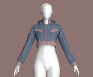 Girls Crop Hooded Jacket | Marvelous / Clo3d / obj / fbx