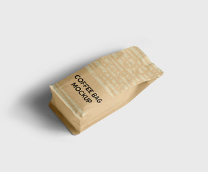 Bag of Coffee Mockup PSD Template - Top View Coffee Packaging