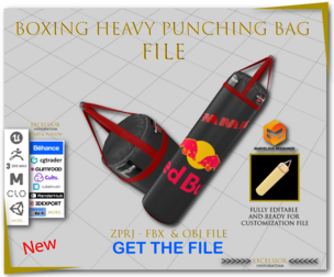 Boxing Heavy Punching Bag – Realistic Sports Equipment 3D Model (ZPRJ + FBX + OBJ)