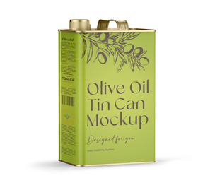 Olive Oil Tin Can Mockup PSD Template - Gourmet Food Packaging