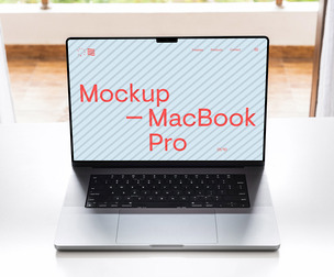 MacBook Pro Mockup PSD Template - Minimalist Workspace