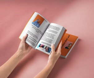 Hands Holding Open Paperback Book Mockup - Editorial & Publishing