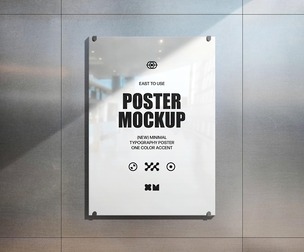 Glass Poster Mockup PSD Template - Minimalist Interior Display