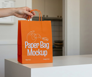 Bakery Paper Shopping Bag Mockup PSD Template - Retail & Food Packaging
