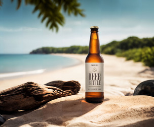 Beer Bottle Mockup PSD Template - Beach & Outdoor Beverage