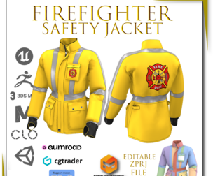 Firefighter Safety Jacket Editable ZPRJ 3D File 3D model