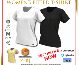 Premium Women Fitted T Shirt ZPRJ Template 3D model