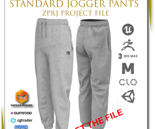 Standard Jogger Pants Marvelous Designer CLO3D ZPRJ 3D model