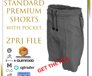Shorts Premium Athletic Shorts Marvelous Designer ZPRJ 3D model