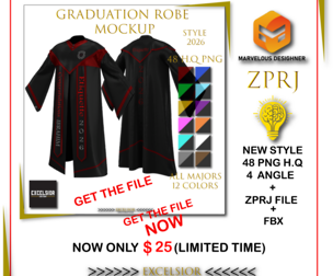 Graduation Robe 3D Bundle 3D model