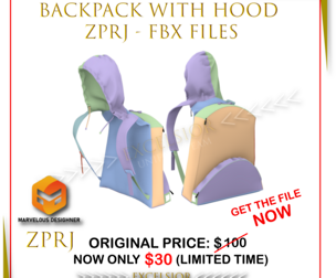 Backpack with Hood 3D 3D model