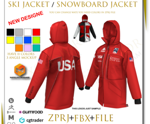 3D Ski Jacket Snowboard Jacket 3D model fbx+png+zprj file