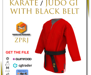 Karate Judo Gi with Black Belt ZPRJ File 3D model