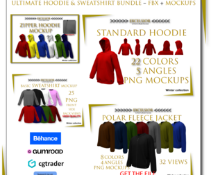 Ultimate Hoodie Sweatshirt Bundle FBX Mockups 3D model