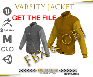 Varsity Jacket 3D Model FBX OBJ 3D model