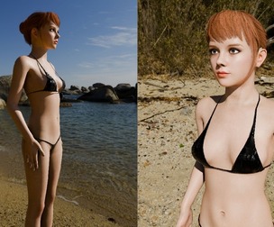 Beach Girl in Black Bikini - Full Rig 3D Model
