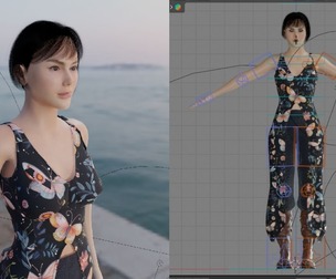 3D Female Character With Butterfly Dress - Full Rigged Character