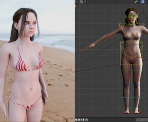 Striped Bikini Female – Fully Rigged 3D Character
