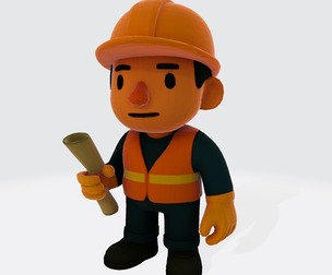 Construction Worker 3D Model: Hard Hat & Blueprint Asset (20+ File Formats)
