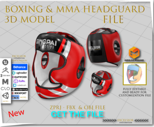 Boxing & MMA Headguard 3D Model – ZPRJ + FBX + OBJ Bundle | Protective Sports Helmet
