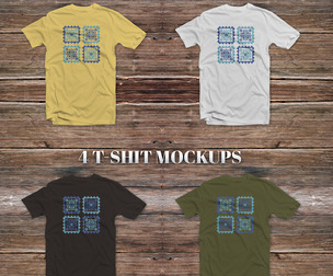 4 T-Shirts Mockups PSD Template - Apparel Design Display