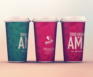 Triple Coffee Cups with Lids Mockup PSD Template - Cafe & Beverage Branding