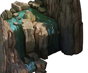 - Taoist comprehension scene - stone waterfall 01