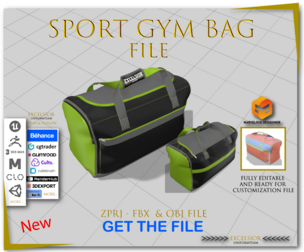 Sport Gym Bag – Dynamic Fabric Design (ZPRJ + FBX + OBJ Bundle)