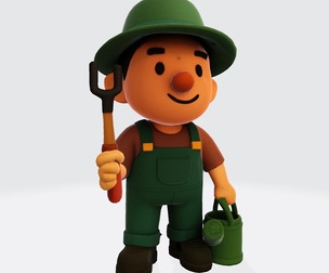 Gardener 3D Model: Print-Ready Farmer Figurine