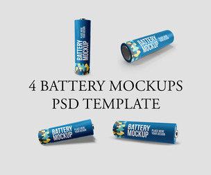 Battery Mockups PSD Template - Custom Packaging & Product Display