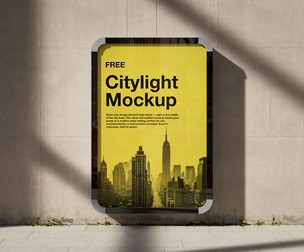Vertical Citylight Poster Mockup PSD Template - Outdoor Advertising Panel