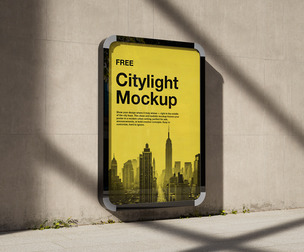 Vertical Citylight Poster Mockup PSD Template - Outdoor Advertising Panel