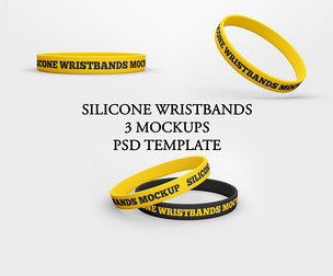 Silicone Wristbands 3 Mockups PSD Template - Custom Event Merchandise